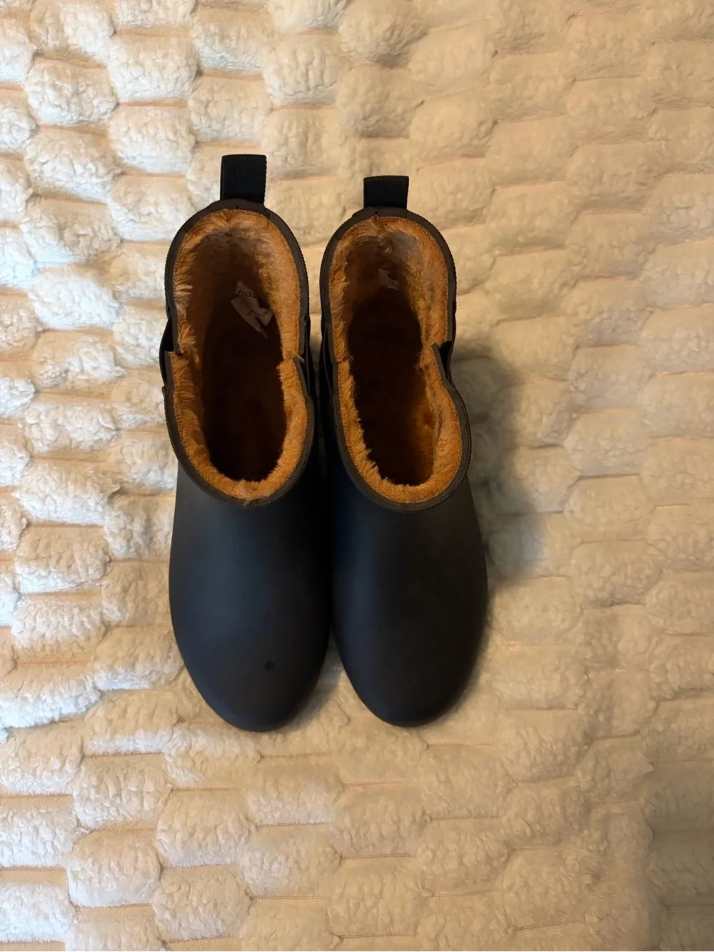 Women's Black Fleece-Lined Ankle Rain Boots